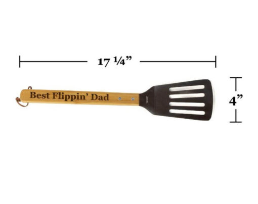 Premium 17 1/4" Bamboo Barbeque Spatula with Leather String - Engraved