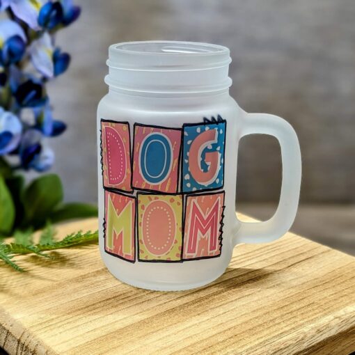 Dog Mom Retro mason jar