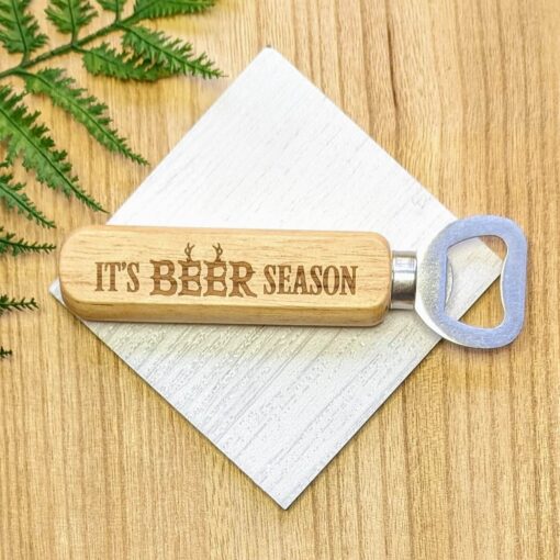 Eco-Friendly Elegance: Engravable Bamboo Handle Bottle Opener for Stylish Households