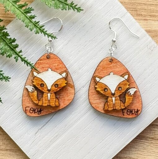 Unleash Your Inner Vixen: Elegant Layered Fox Drop Earrings with 'FOXY' Charm