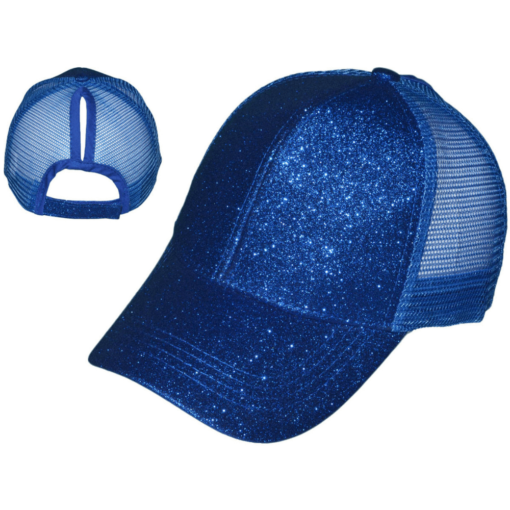 Glitter Ponytail Trucker Hats - Low Profile Structured Mesh Ladies BK Caps - Image 2