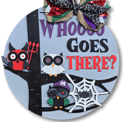 Enchanting Halloween Owl Door Hanger - Laser-Cut Wood Sign for Spooky Decor