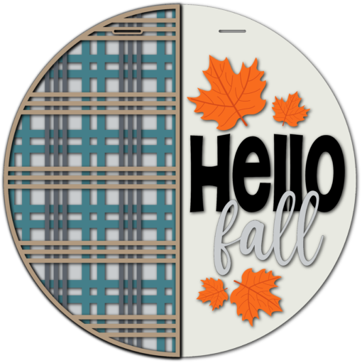 Charming Hello Fall Plaid Door Hanger - Unique Lasercut Wood Sign for Seasonal Decor