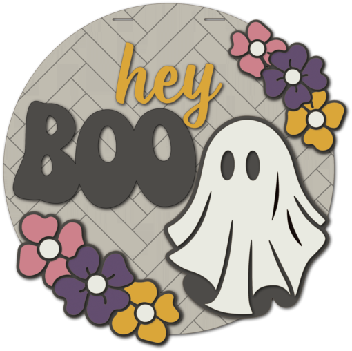 Enchant Your Entryway: Hey Boo Lasercut Wood Door Hanger for a Spooky Welcome