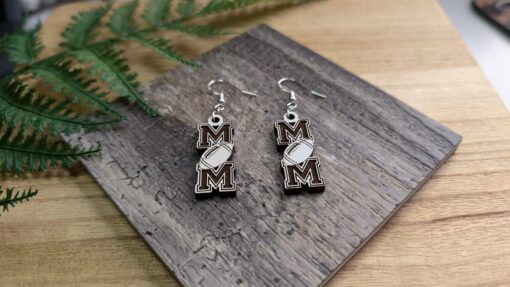 Laser Cut Wooden Football MOM Earrings – Perfect for Proud Football Moms & Fans - Image 2