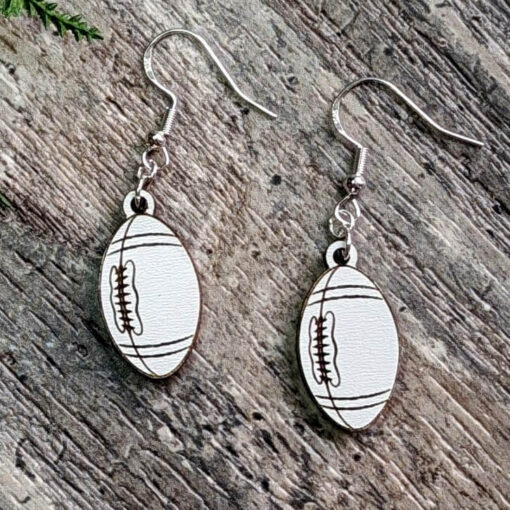 Score Big with Stylish Wooden Football Earrings – Perfect for Sports Fans!