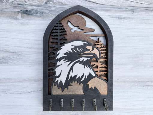 Majestic Eagle 3-Layer Key Hanger: Elegant 6-Hook Organizer for Your Home