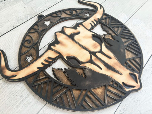 Longhorn v5 Sign: Triple-Layered Western Art with Rustic Charm & Timeless Elegance - Image 2