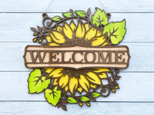 Sunflower Sign with Leaves - Image 3