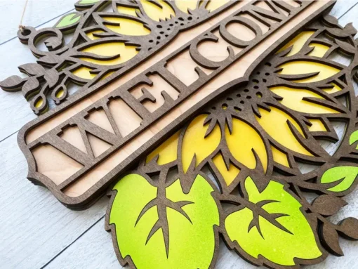 Sunflower Sign with Leaves - Image 4