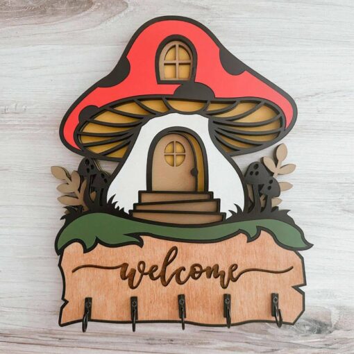 Enchanting Mushroom House Key Hanger: Whimsical Home Decor for Organized Living