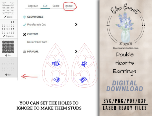 Create Stunning Valentine's Day Jewelry: Sparkly Double Heart Dangle Earrings SVG for Laser Cutting Enthusiasts - Image 5