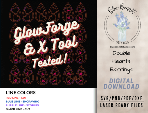 Create Stunning Valentine's Day Jewelry: Sparkly Double Heart Dangle Earrings SVG for Laser Cutting Enthusiasts - Image 7