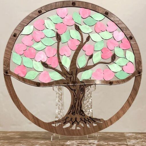 Elegant Tree of Life Wedding Guest Book with Easel – Unique Laser Cut Drop Box for Memorable Events