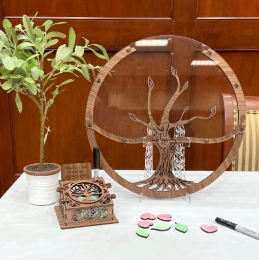 Elegant Tree of Life Wedding Guest Book with Easel – Unique Laser Cut Drop Box for Memorable Events - Image 2