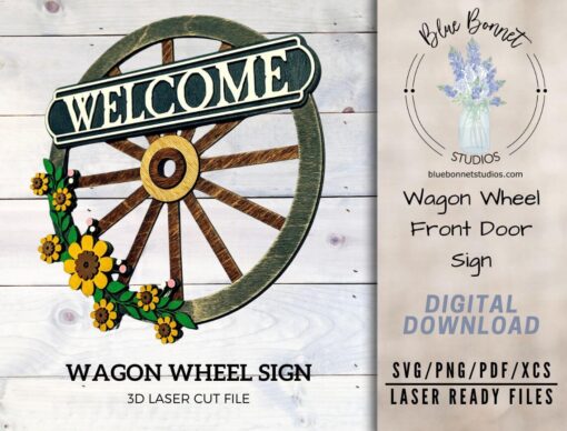 Create Rustic Elegance: Welcome Wagon Wheel Sign Digital Download for Laser Cutting - Image 2