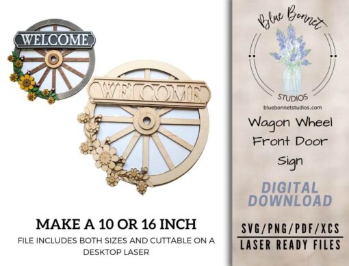 Create Rustic Elegance: Welcome Wagon Wheel Sign Digital Download for Laser Cutting - Image 3