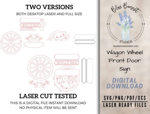 Create Rustic Elegance: Welcome Wagon Wheel Sign Digital Download for Laser Cutting - Image 4