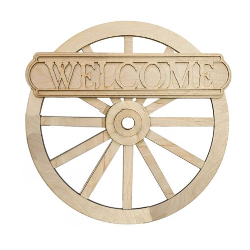 Create Your Own Spring Charm: Customizable Laser Cut Wagon Wheel Welcome Sign DIY Kit – Add Your Personal Touch! - Image 3