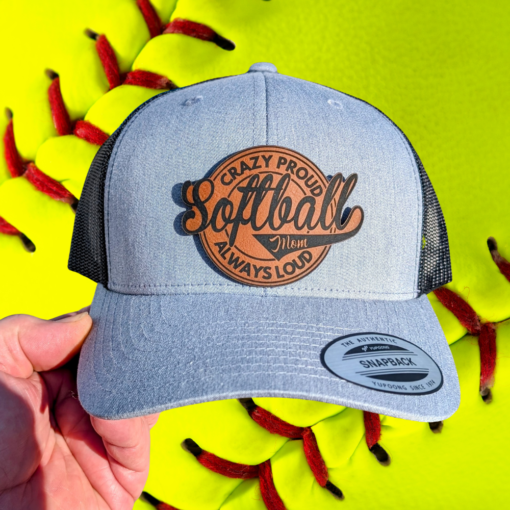 Crazy Proud Softball Hat: Customizable Game Day Style with Engraved Leather Patch - Always Loud, Always Proud! - Image 4